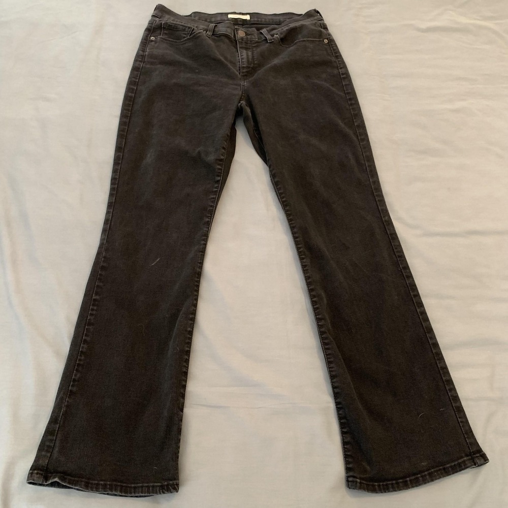 Levis Classic Bootcut Jeans Womens 14 Gray Charcoal Wash Mid Rise Denim